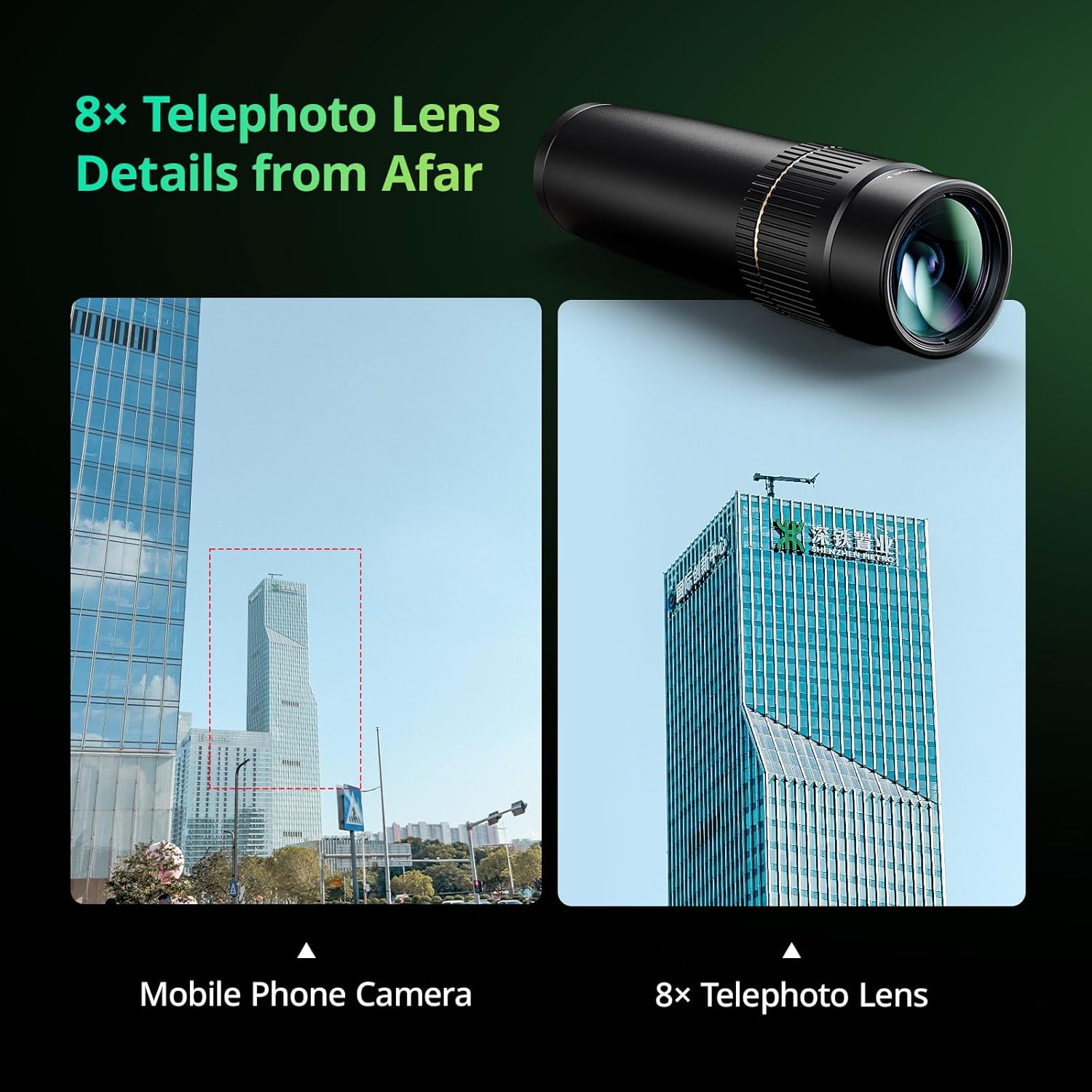 SmallRig 8X Telephoto Lens for Mobile Phone (T-Mount), w Tripod + Aluminium 8X Optical Zoom HD Telephoto Lens + Lens Clamp + Tripod Adapter + Lens Caps + Storage Bag, Support Hand-held Spot Shooting - Image 7